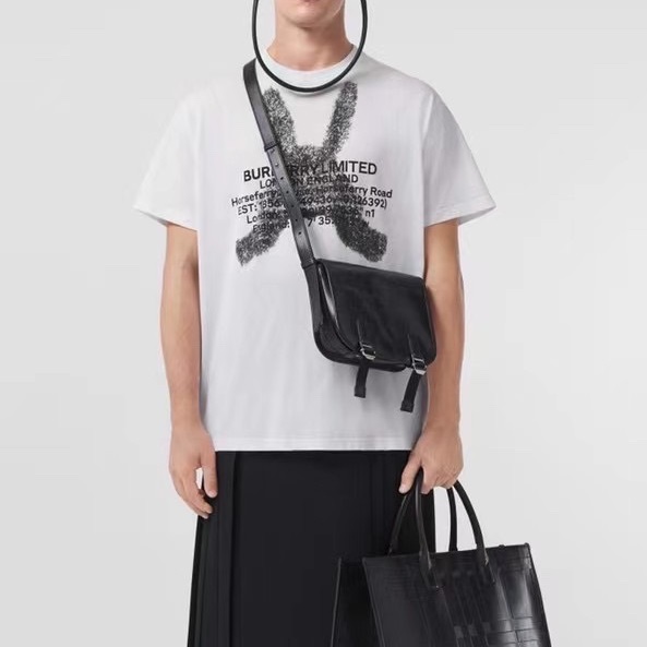 バーバリーメンズクルーネックホワイト半袖Tシャツr04291