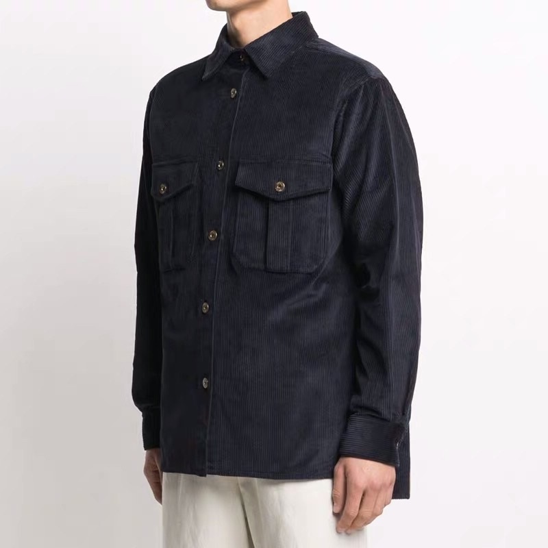 ロエベメンズクラシックブルーシャツe0548