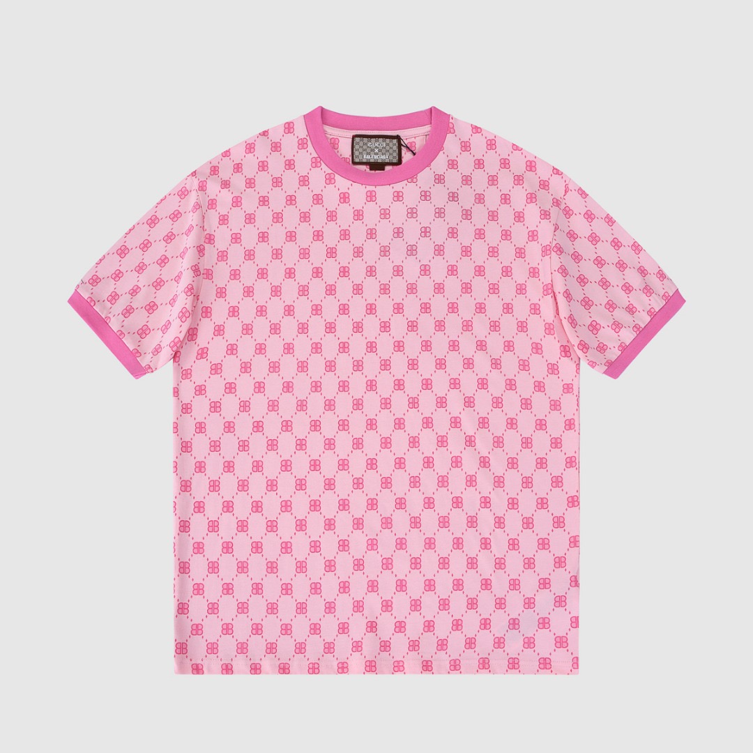 グッチメンズクルーネックピンク半袖Tシャツc04563