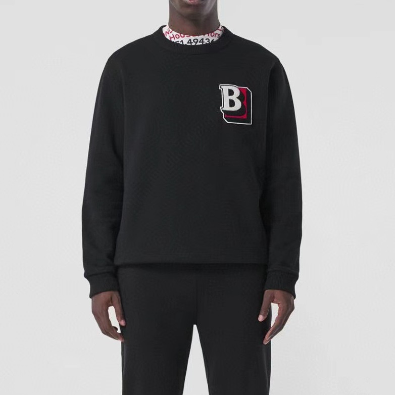 バーバリーメンズクルーネックブラックスウェットシャツr04295