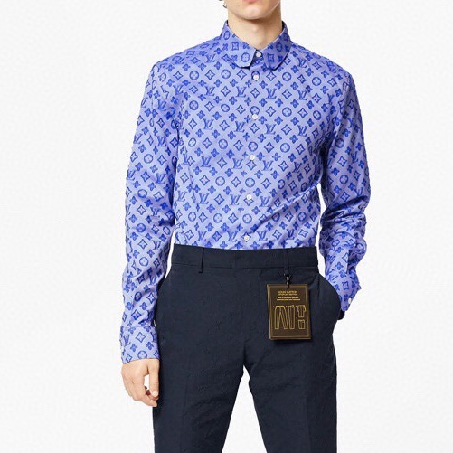 ルイヴィトンメンズイニシャルブルーシャツu03911