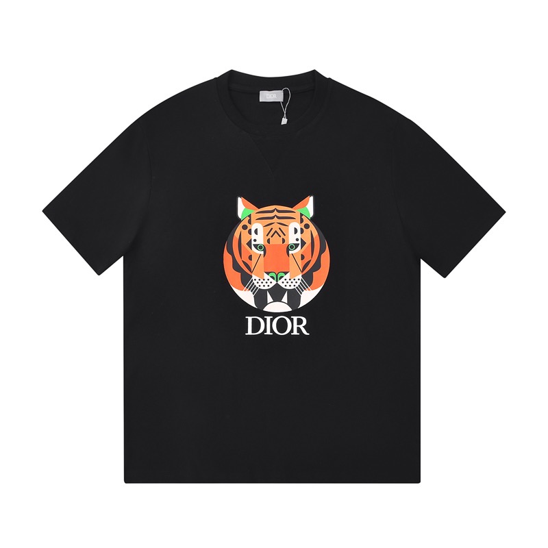 ディオールメンズクルーネックブラック半袖Tシャツo01679