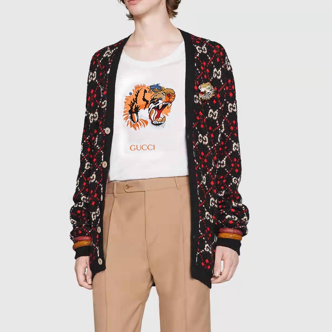 グッチレディース用クルーネックホワイト半袖Tシャツc04570