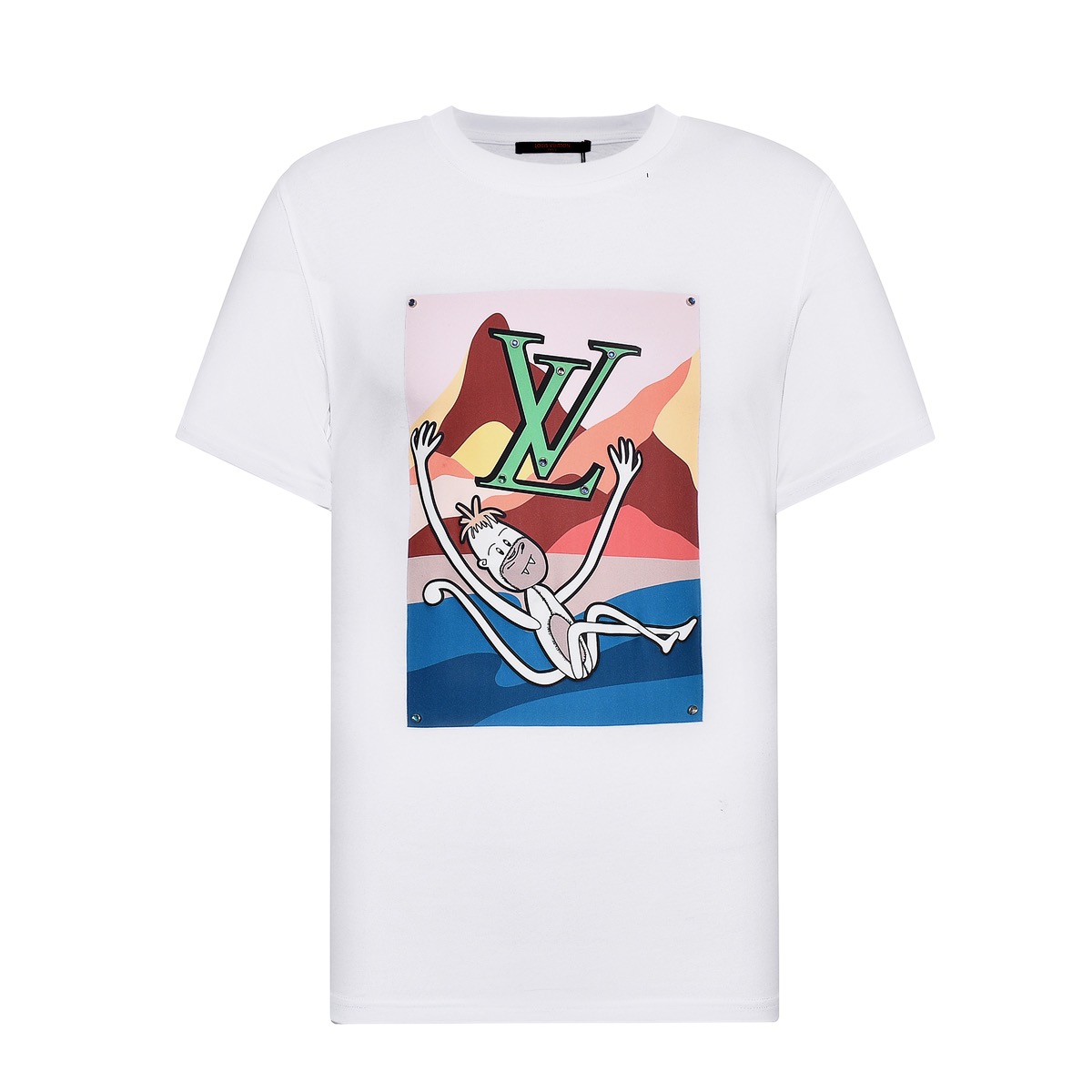 ルイヴィトンメンズクルーネックホワイト半袖Tシャツu03916