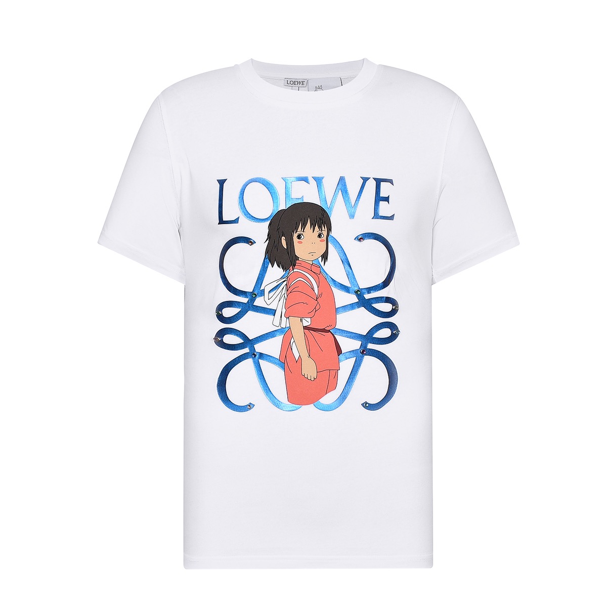 ロエベメンズイニシャルホワイト半袖Tシャツe0550