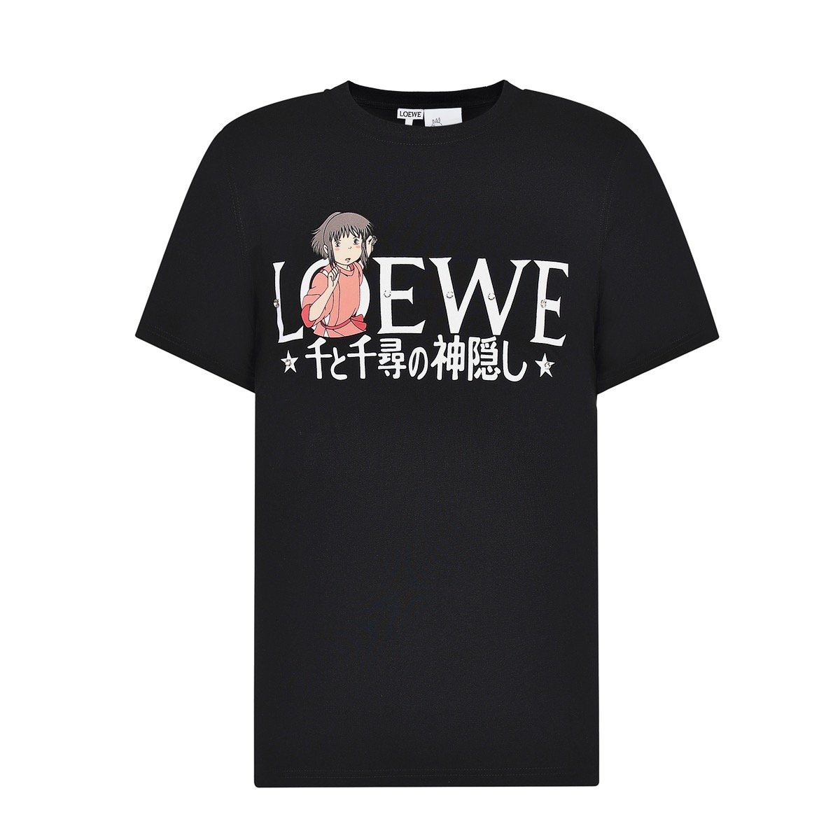 ロエベメンズイニシャルブラック半袖Tシャツe0551