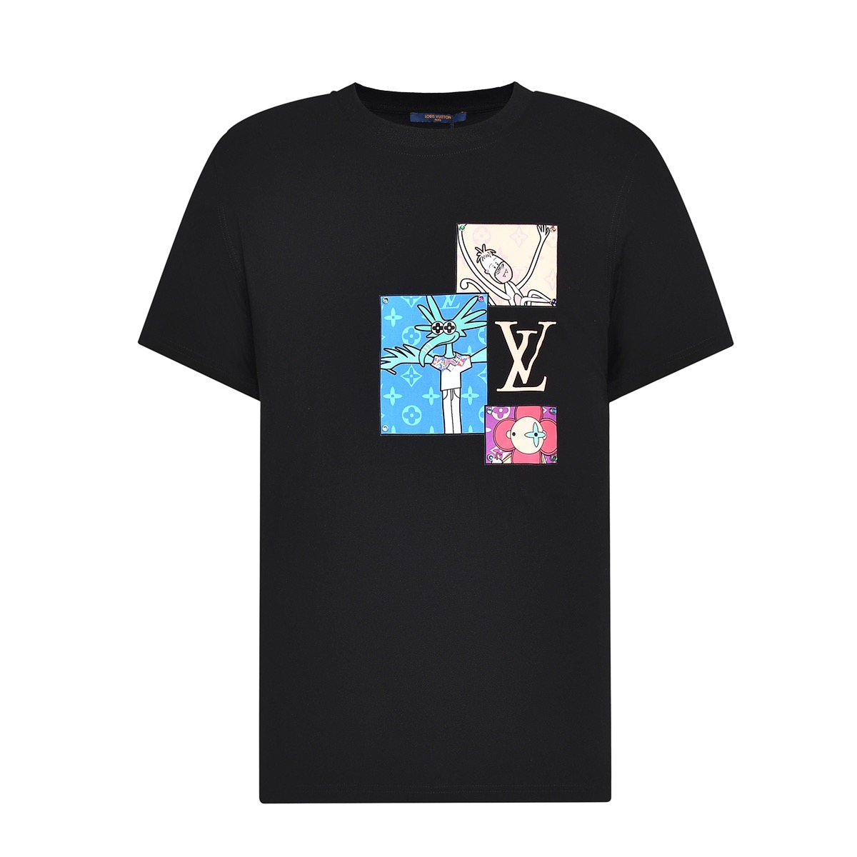 ルイヴィトンメンズクルーネックブラック半袖Tシャツu03919