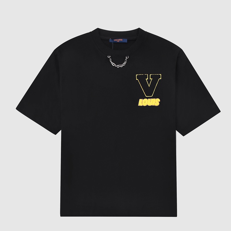 ルイヴィトンメンズクルーネックブラック半袖Tシャツu03921