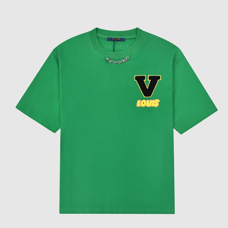 ルイヴィトンメンズクルーネックグリーン半袖Tシャツu03923