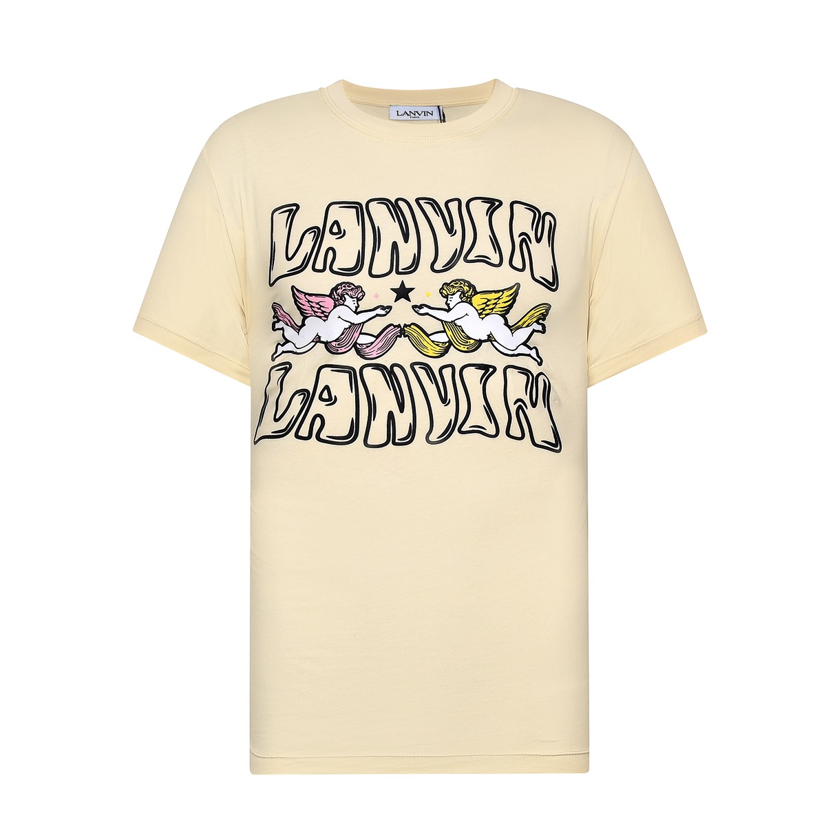 ランバンメンズイニシャルアイボリー半袖Tシャツn30