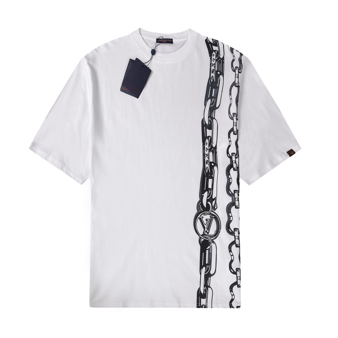 ルイヴィトンメンズクルーネックホワイト半袖Tシャツu03927