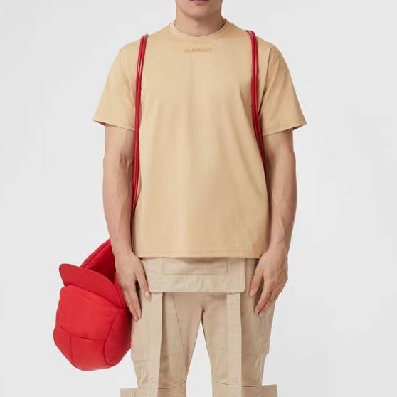 バーバリーメンズクルーネックベージュ半袖Tシャツr04301