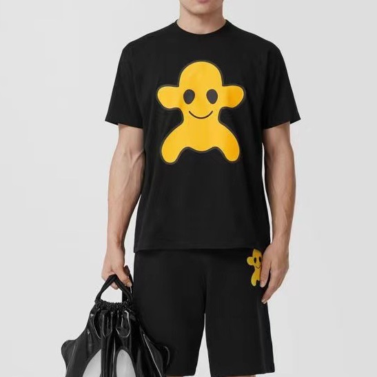 バーバリーメンズクルーネックブラック半袖Tシャツr04304