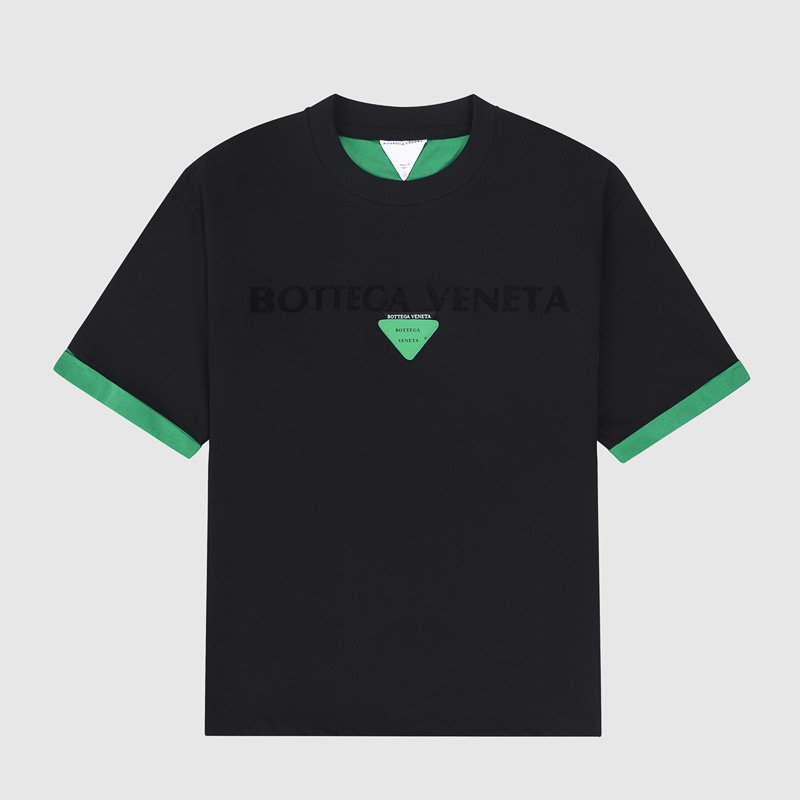 ボッテガヴェネタメンズクルーネックブラック半袖Tシャツt0219