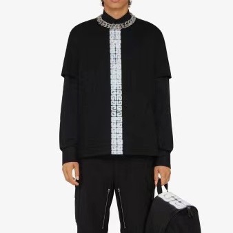 ジバンシィメンズクルーネックブラック半袖Tシャツv0603