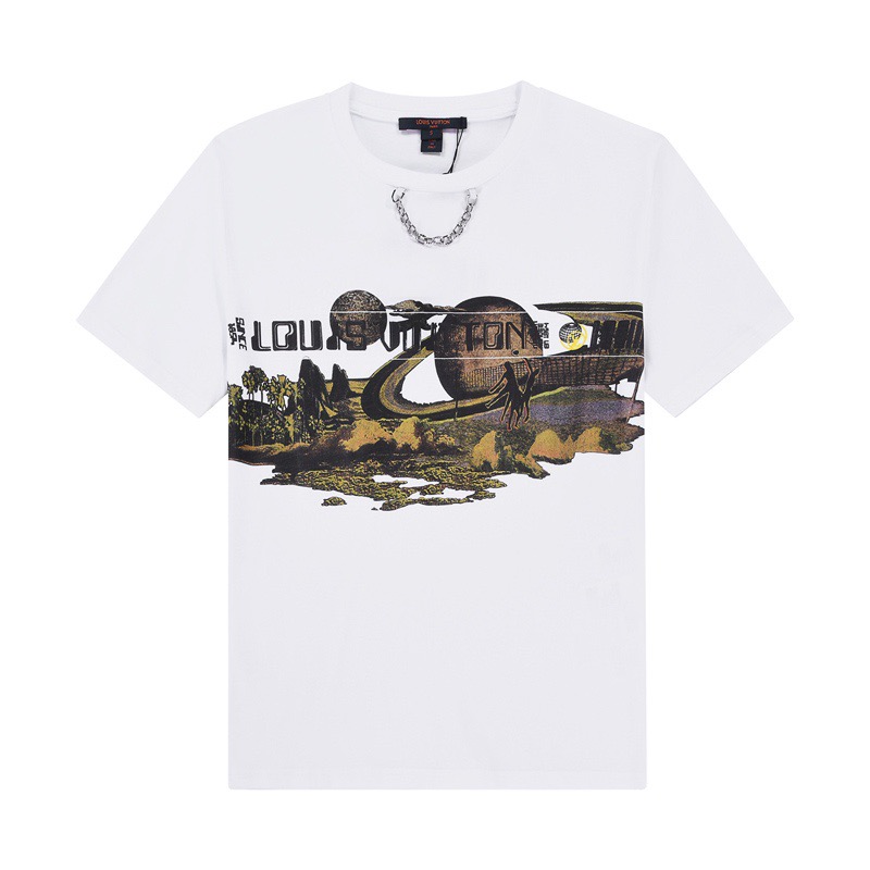 ルイヴィトンレディースクルーネックホワイト半袖Tシャツu03934