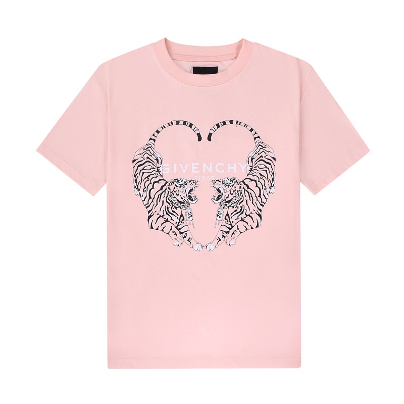 ジバンシィメンズクルーネックピンク半袖Tシャツv0606