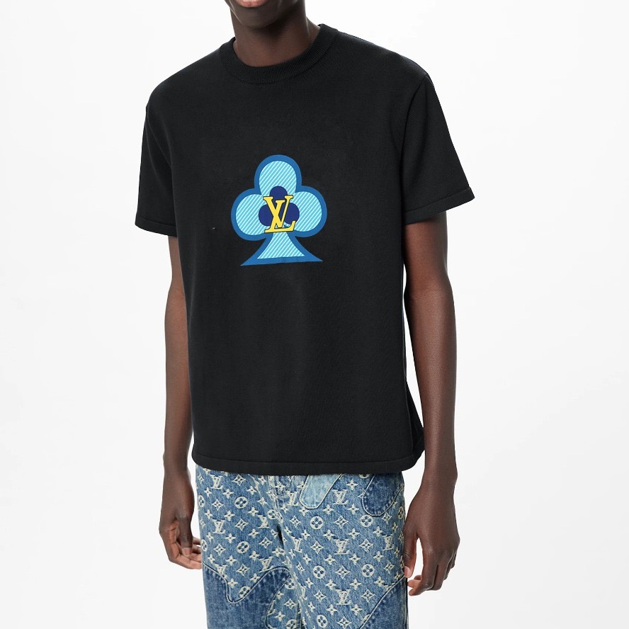 ルイヴィトンメンズクルーネックブラック半袖Tシャツu03937