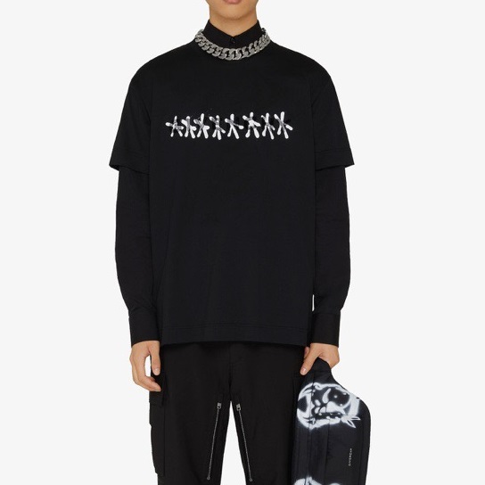 ジバンシィメンズクルーネックブラック半袖Tシャツv0608