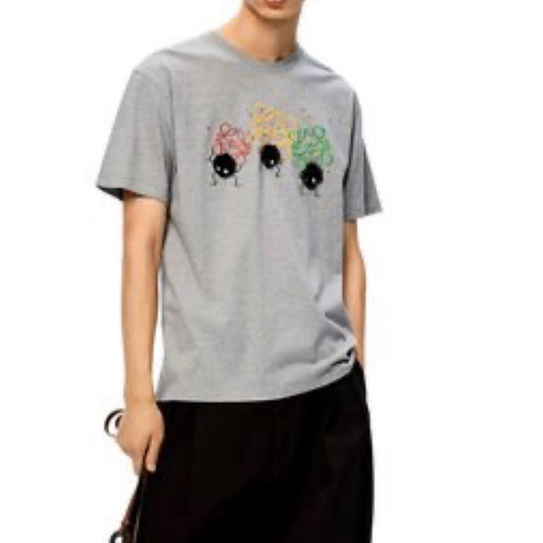 ロエベメンズイニシャルグレー半袖Tシャツe0558