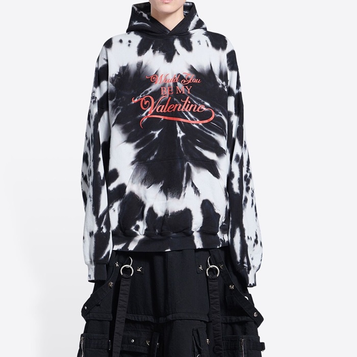 バレンシアガユニセックスカジュアルブラックフーディl01295