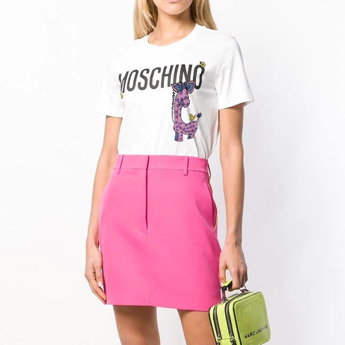 モスキーノユニセックスクルーネックホワイト半袖Tシャツs0213