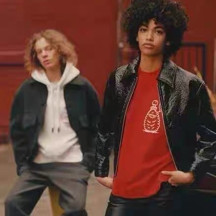 アミユニセックスクルーネックレッド半袖Tシャツi0262