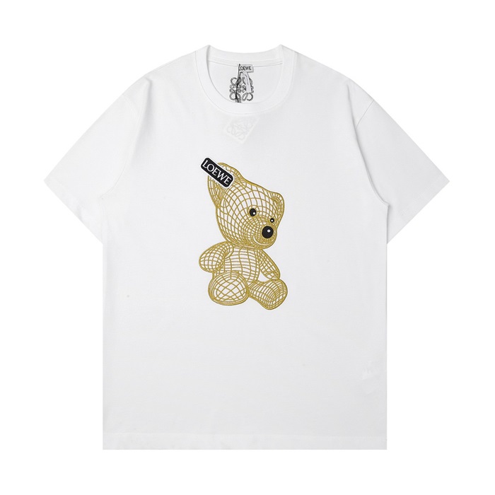 ロエベユニセックスイニシャルアイボリー半袖Tシャツe0562