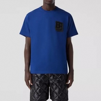 バーバリーメンズクルーネックブルー半袖Tシャツr04211