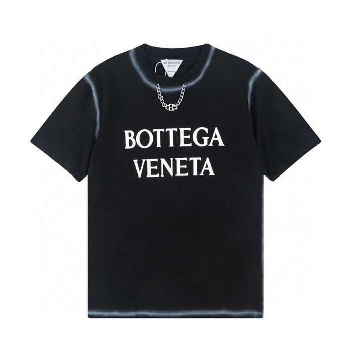 ボッテガヴェネタメンズクルーネックブラック半袖Tシャツt0235