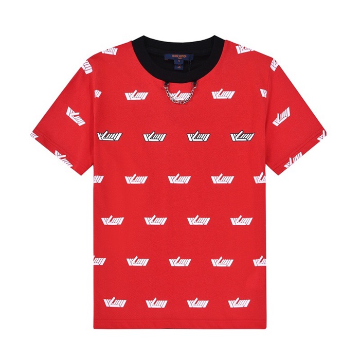 ルイヴィトンレディースクルーネックレッド半袖Tシャツu03947