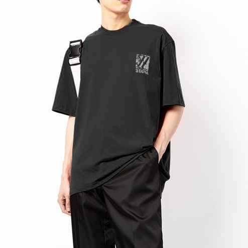 エルメネジルドゼニアメンズクルーネックブラック半袖Tシャツg0335