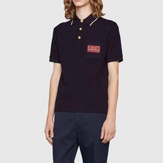 グッチメンズポロブラック半袖Tシャツc04607