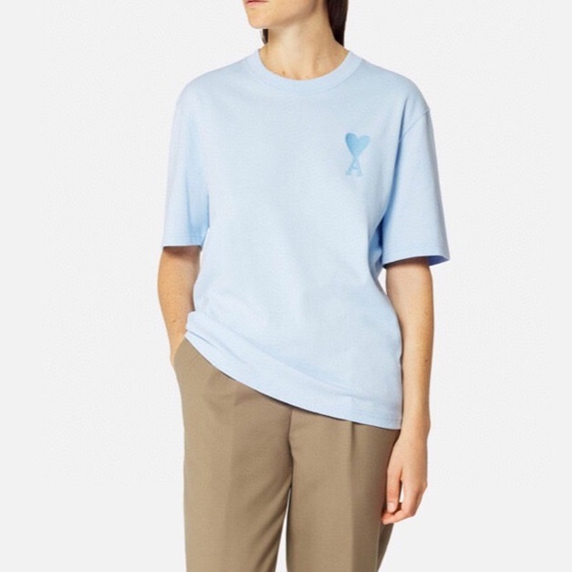 アミレディースクルーネックブルー半袖Tシャツi0265