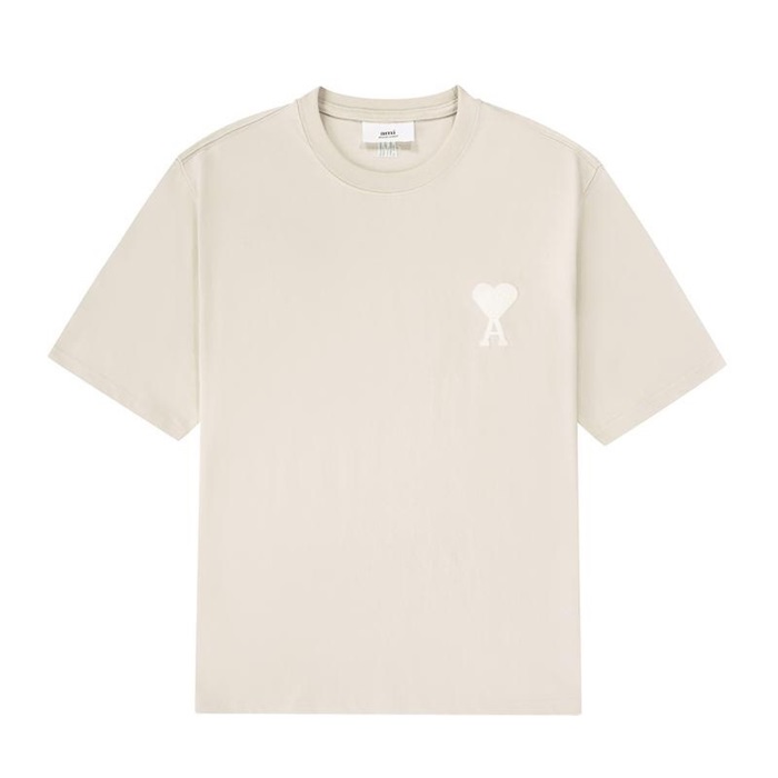 アミレディースクルーネックベージュ半袖Tシャツi0267