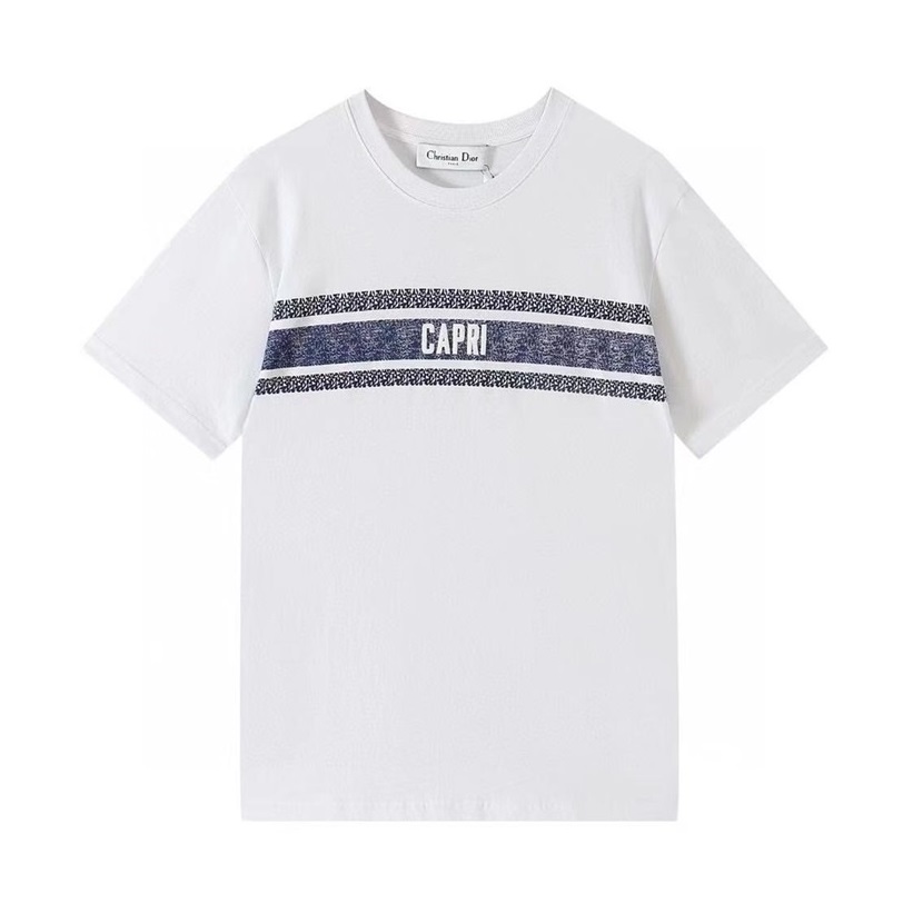 ディオールメンズクルーネックホワイト半袖Tシャツo01691