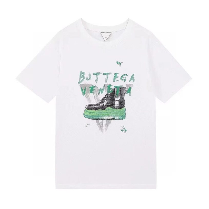 ボッテガヴェネタメンズクルーネックホワイト半袖Tシャツt0241