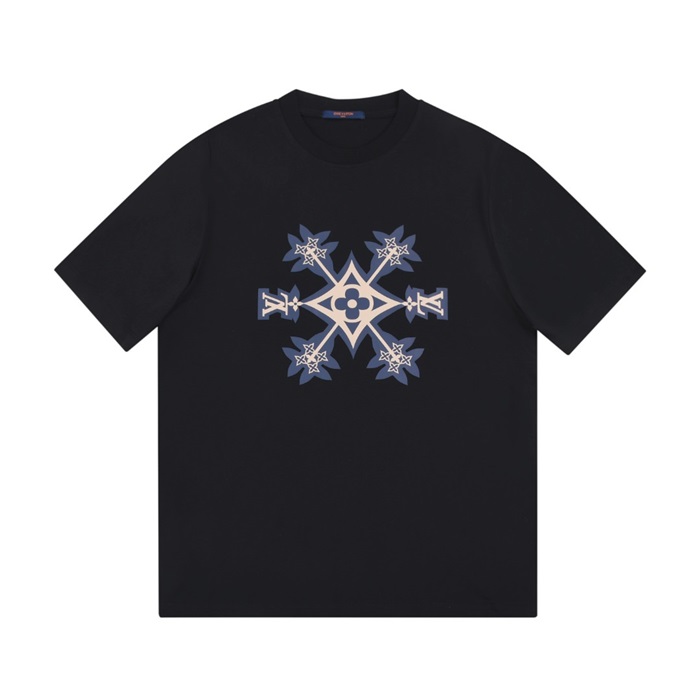 ルイヴィトンメンズクルーネックブラック半袖Tシャツu03959