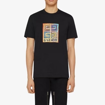 ジバンシィメンズクルーネックブラック半袖Tシャツv0614