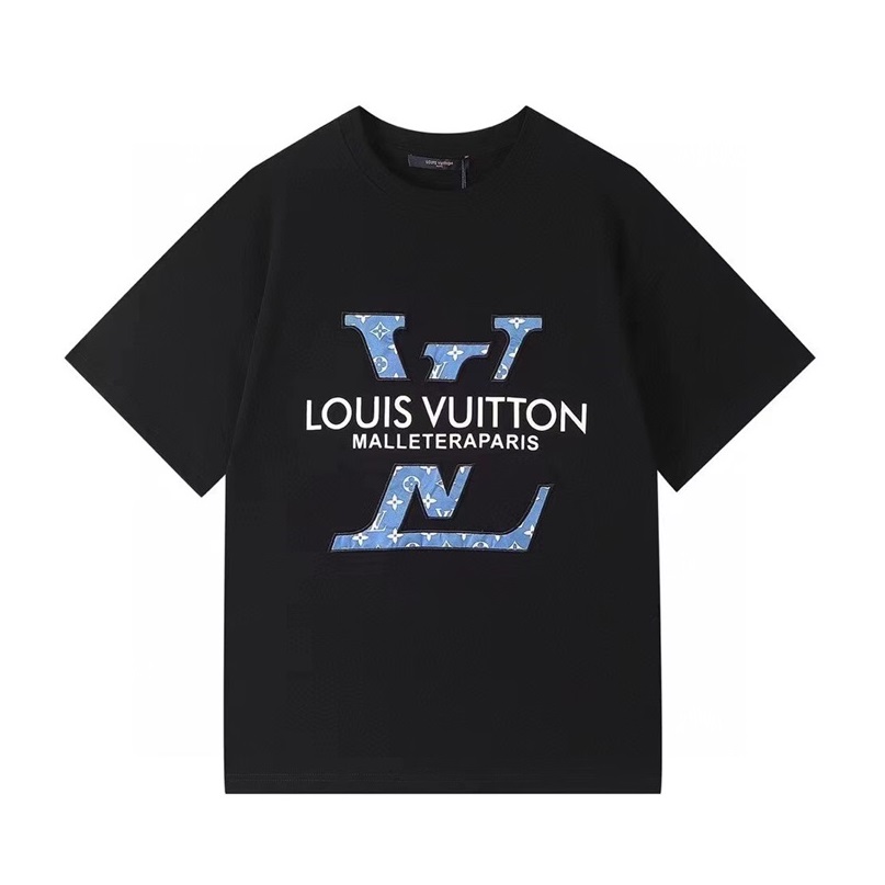 ルイヴィトンメンズクルーネックブラック半袖Tシャツu03963