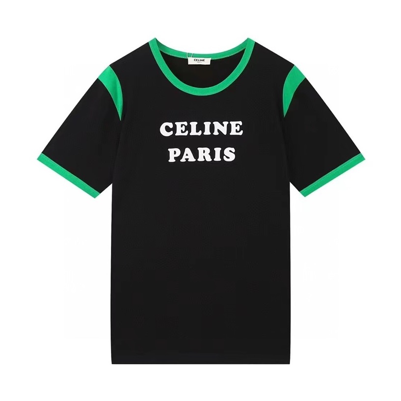 セリーヌメンズクルーネックブラック半袖Tシャツl0221