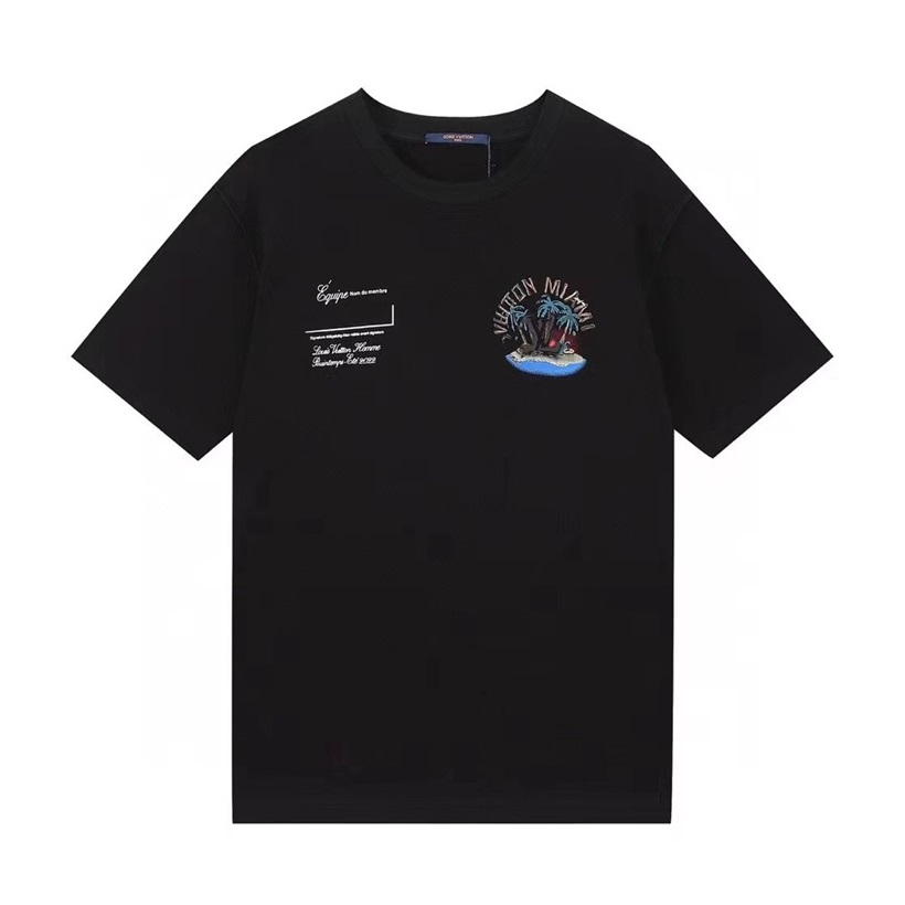 ルイヴィトンメンズクルーネックブラック半袖Tシャツu03965
