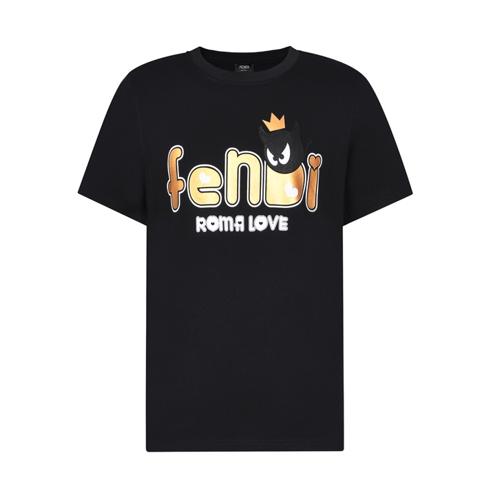 ェンディユニセックスクルーネックブラック半袖Tシャツn01135