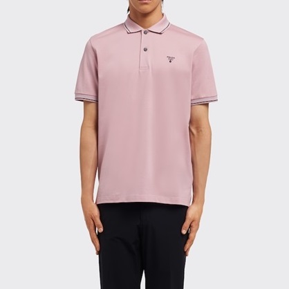 プラダメンズポロピンク半袖Tシャツa02597