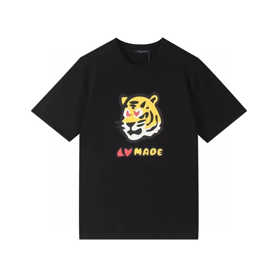 ルイヴィトンメンズクルーネックブラック半袖Tシャツu03972