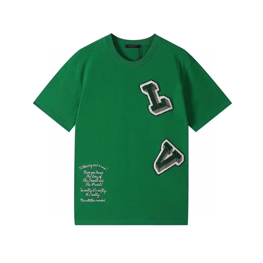 ルイヴィトンメンズクルーネックグリーン半袖Tシャツu03974