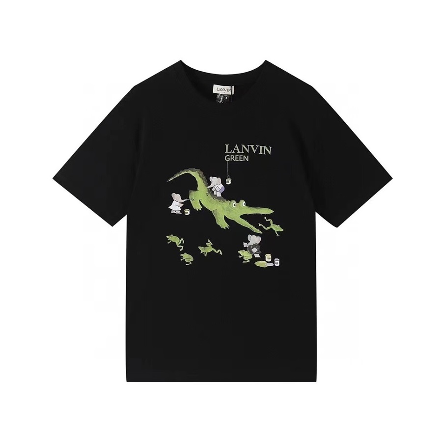 ランバンメンズイニシャルブラック半袖Tシャツn0021