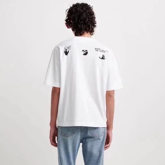 オフホワイトメンズモダンホワイト半袖Tシャツf0817