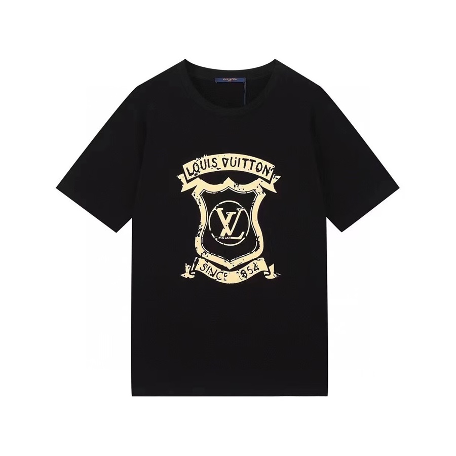 ルイヴィトンメンズクルーネックブラック半袖Tシャツu03977