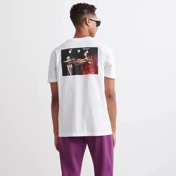 オフホワイトメンズモダンホワイト半袖Tシャツf0819